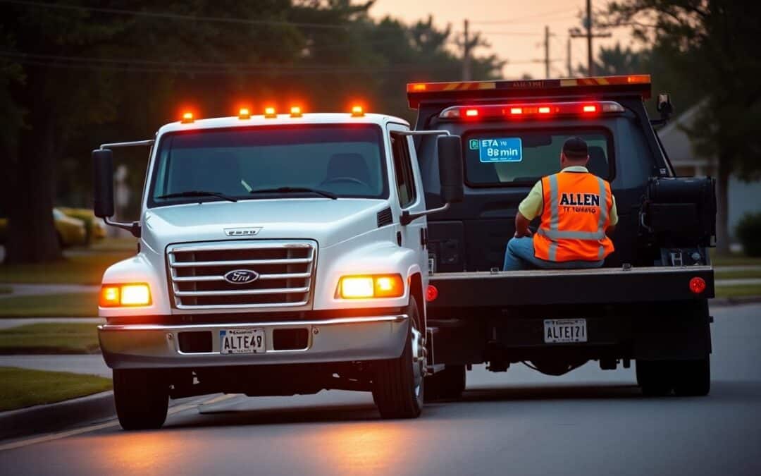What is the average tow truck response time in Allen TX